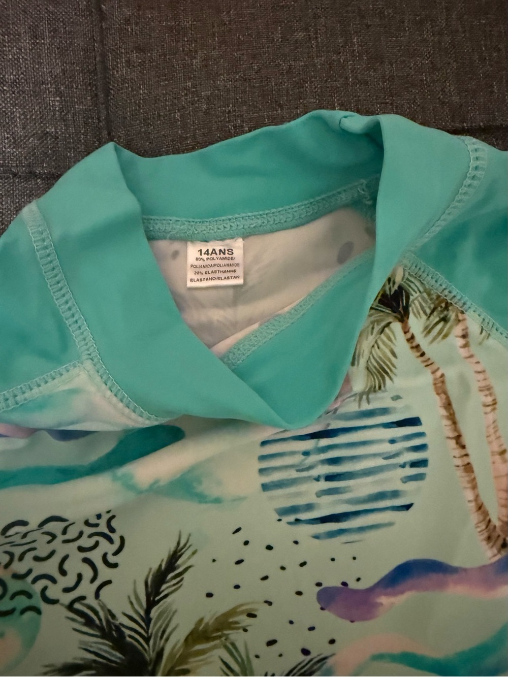 Mint Tropical Palm Rash Guard Set - Picture 2 of 2